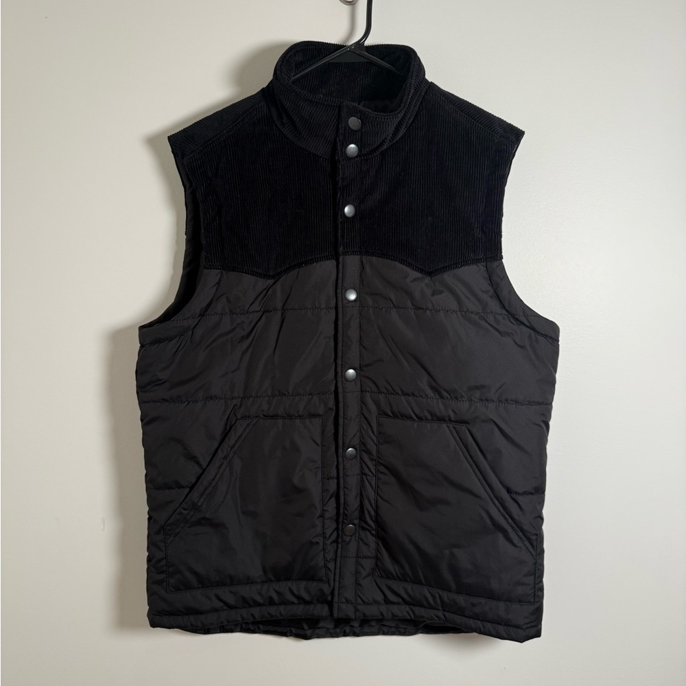 Men's Black Corduroy Trim Vest